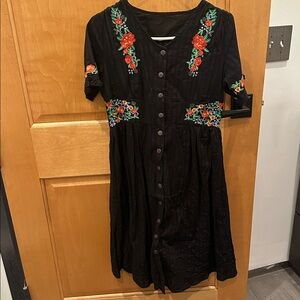 Embroidered Black Dress with Floral embroidery